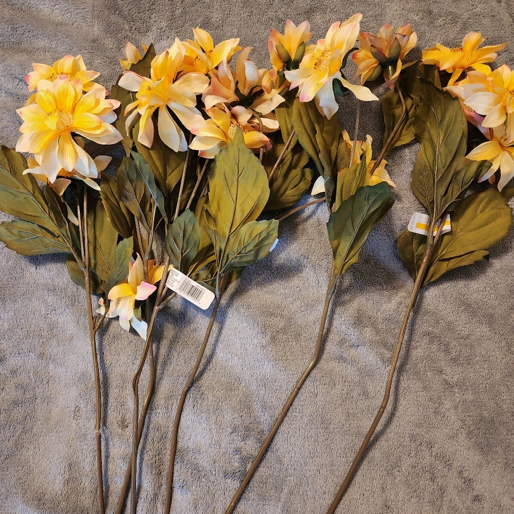 6 stems of yellow multi hellebore artificial flowers